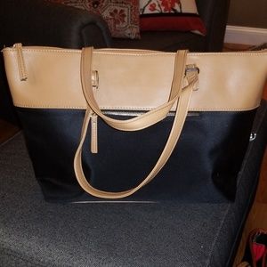 Tan and Black tote bag